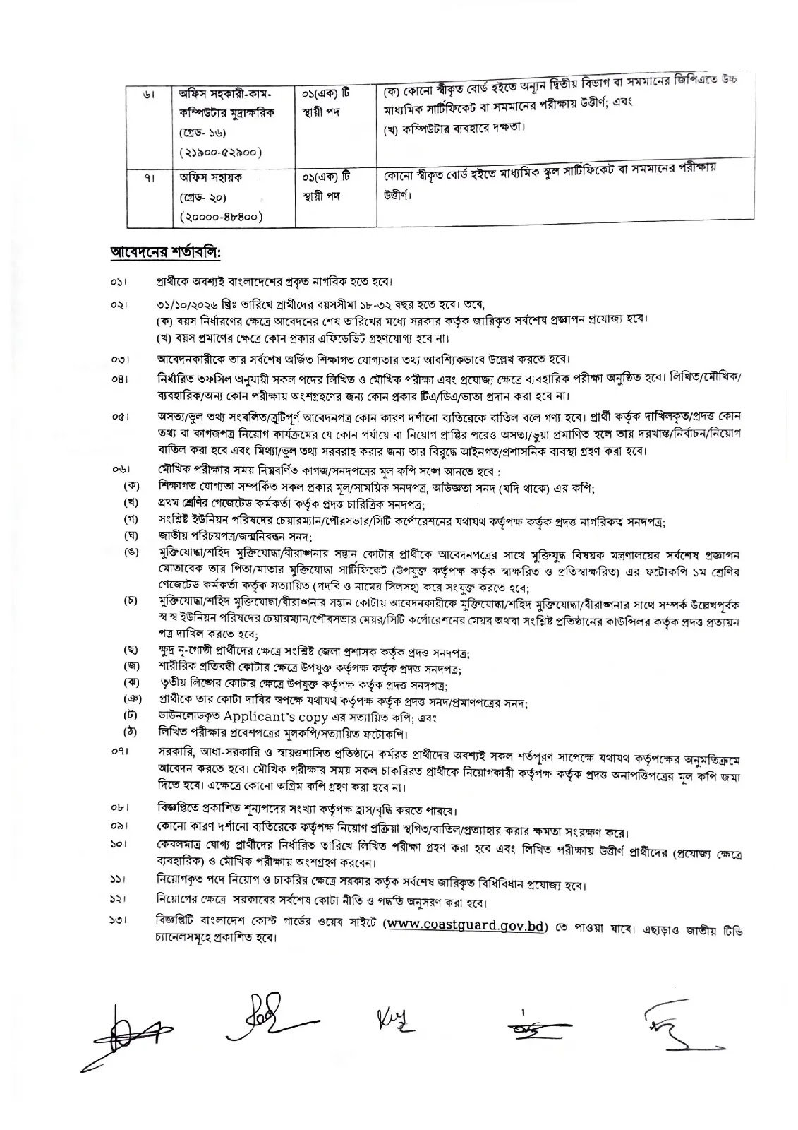 বাংলাদেশ কোস্ট গার্ড নিয়োগ বিজ্ঞপ্তি - পাতা 3