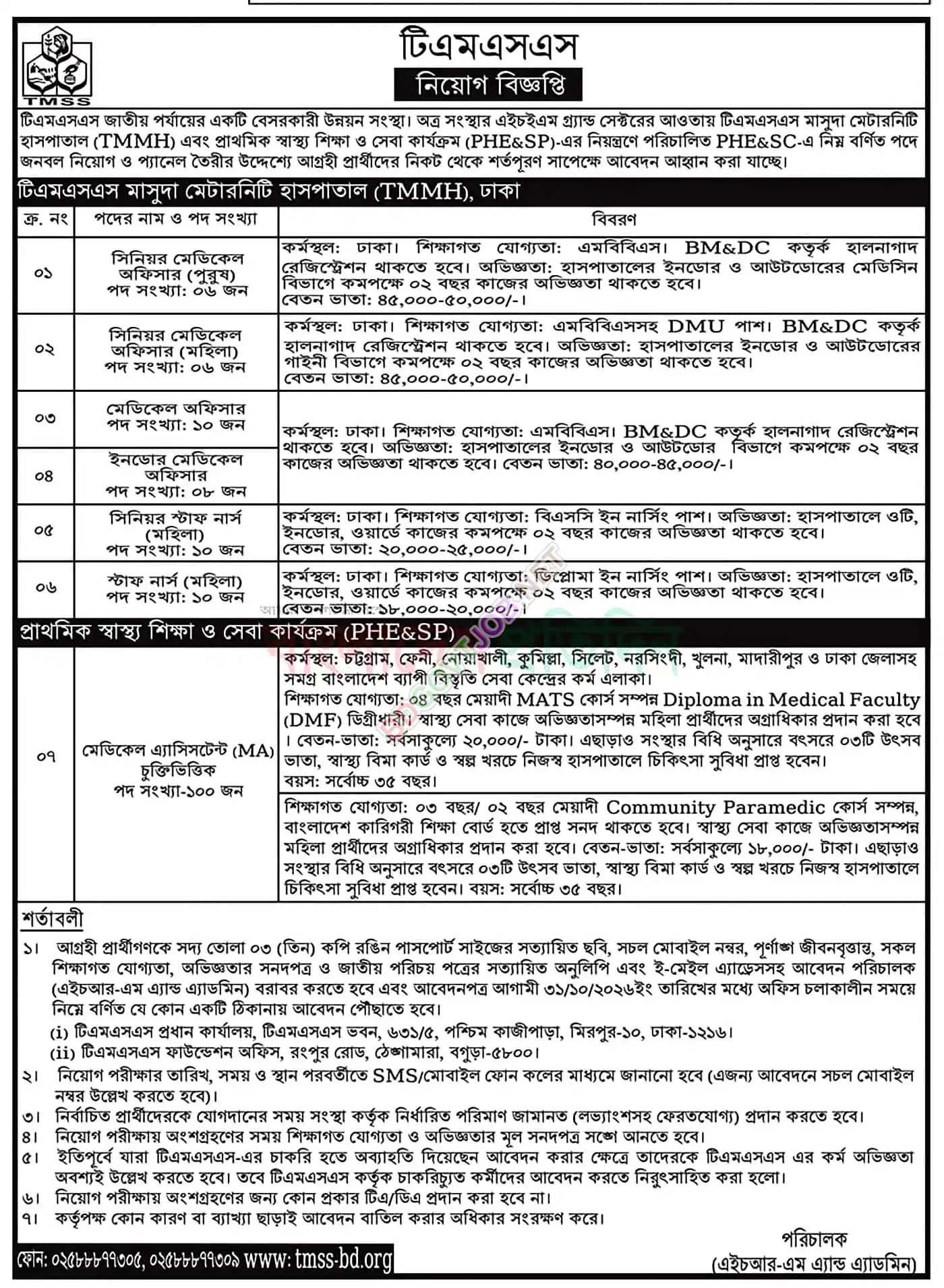 ঠেঙ্গামারা মহিলা সবুজ সংঘ (টিএমএসএস নিয়োগ বিজ্ঞপ্তি - পাতা 2